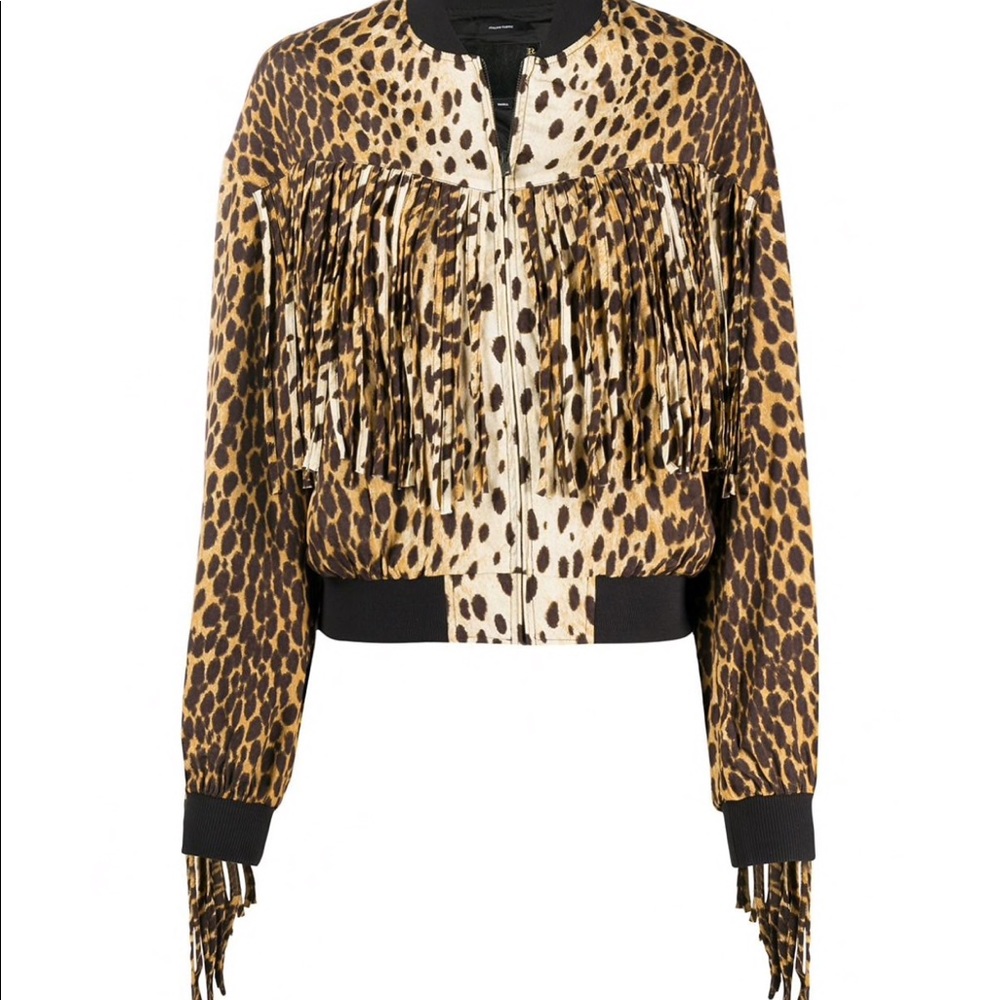 RTA-Cheetah brown jacket with fringes details